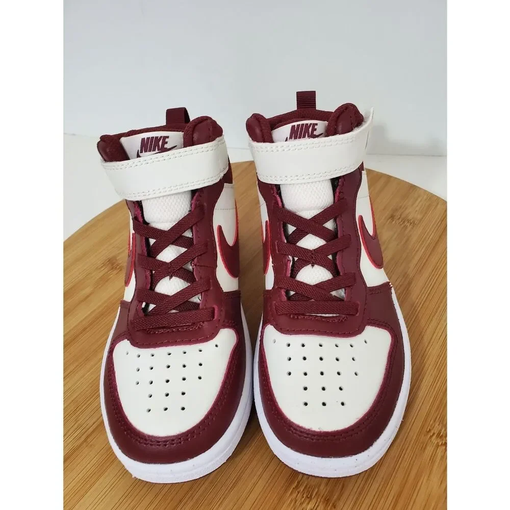 Nike Court Borough Mid 2 PSV Kids Sneakers Size 11 White Dark Red NIB